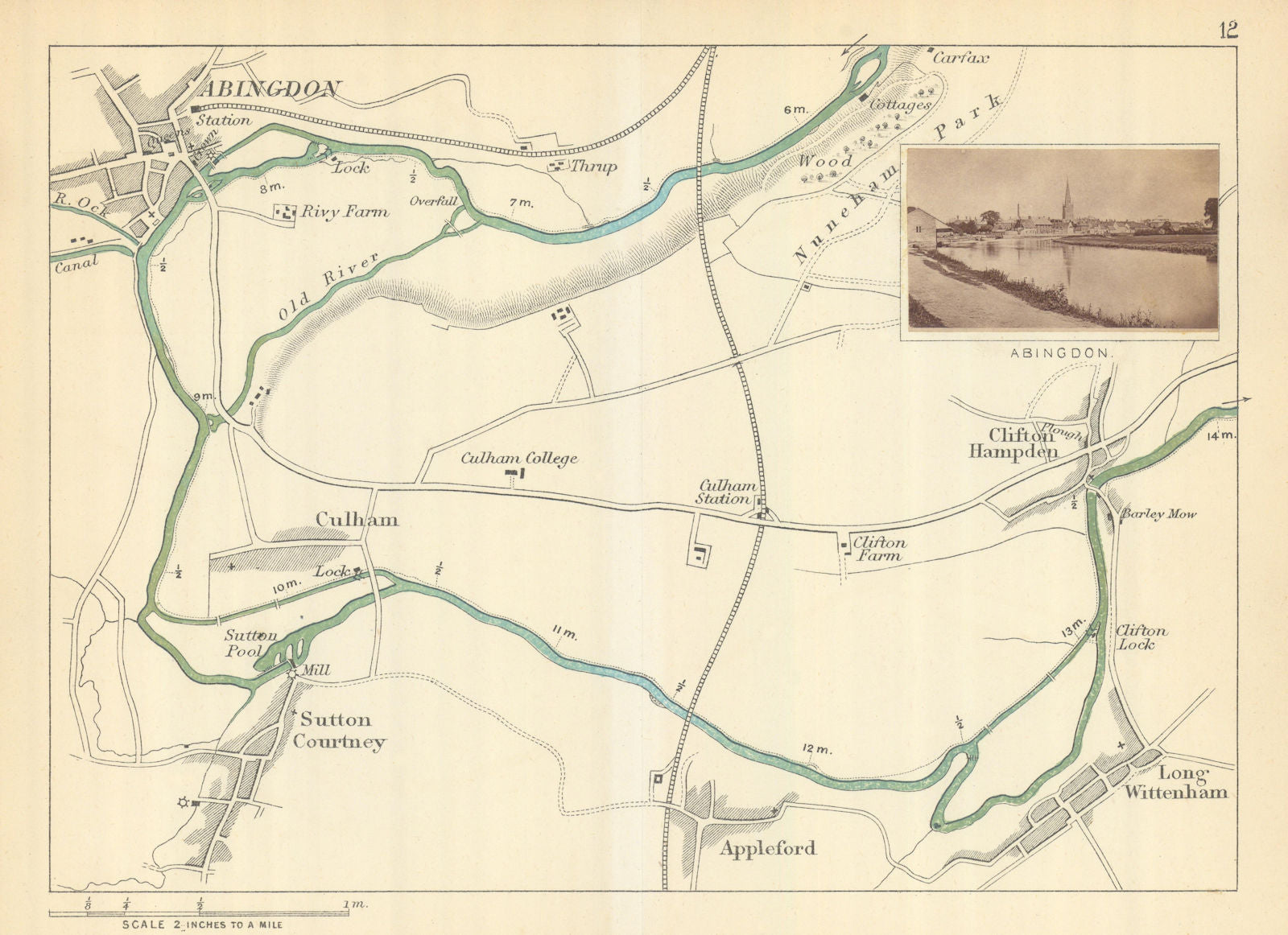 RIVER THAMES Abingdon Sutton Courtney Wittenham Clifton Hampden. TAUNT 1879 map